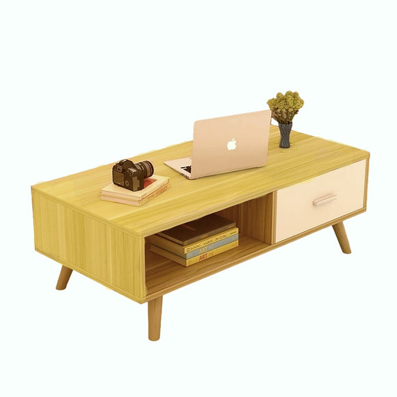 NNECN Coffee Table with Storage Drawer and Open Shelf
