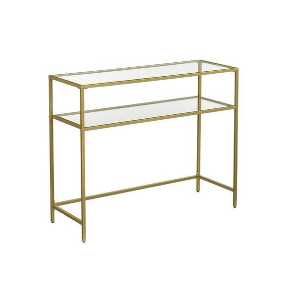 NNEWDS Tempered Glass Console Table with Storage Shelf