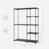 NNEWDS Portable Closet Wardrobe with 2 Hanging Rods Black