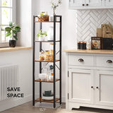 NNEWDS  5 Tier Bookshelf Rustic Brown and Black