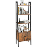 NNEWDS  Ladder Bookshelf with Cupboard Rustic Brown