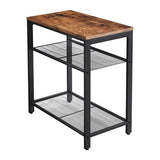 NNEWDS  INDESTIC Side Table 3-Tier End Table with Mesh Shelves Industrial Design Rustic Brown
