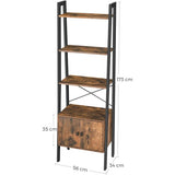 NNEWDS  Ladder Bookshelf with Cupboard Rustic Brown