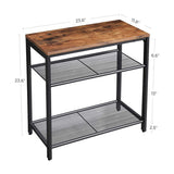 NNEWDS  INDESTIC Side Table 3-Tier End Table with Mesh Shelves Industrial Design Rustic Brown