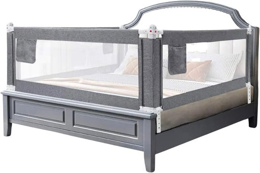 NNEWDS 98CM Height Adjustable Folding Kids Safety Queen Size Bed Rail Set (1pcs 150X98CM + 2pcs 200X98CM, Grey) GO-SBR-103-JL