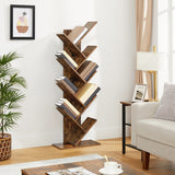 NNEWDS  8 Tier Tree Bookshelf Rustic Brown
