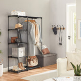 NNEWDS Portable Closet Wardrobe with 2 Hanging Rods Black
