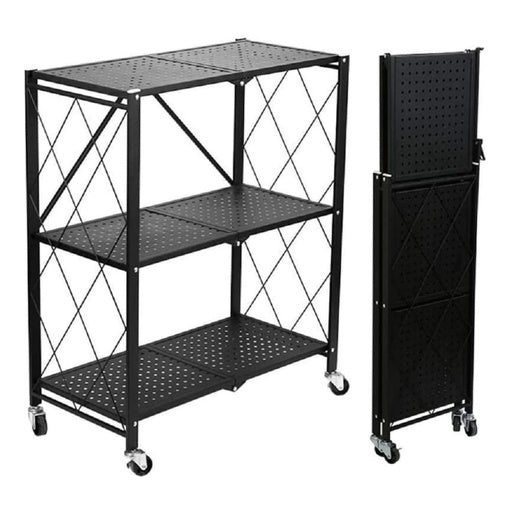NNEWDS Foldable Storage Shelf 3 Tier (Black)