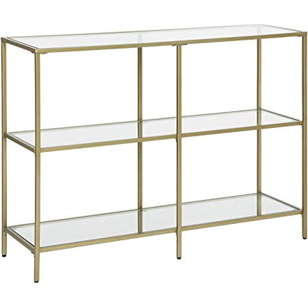 NNEWDS  3 Tier Console Table with Tempered Glass Top