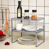 NNEWDS Cabinet Shelf Organizers Set of 2 Metal Kitchen Counter Shelves Silver