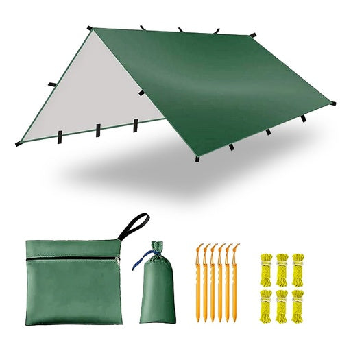 NNEWDS 3X4m Large Waterproof Camping Tarp Tent (Forest Green)