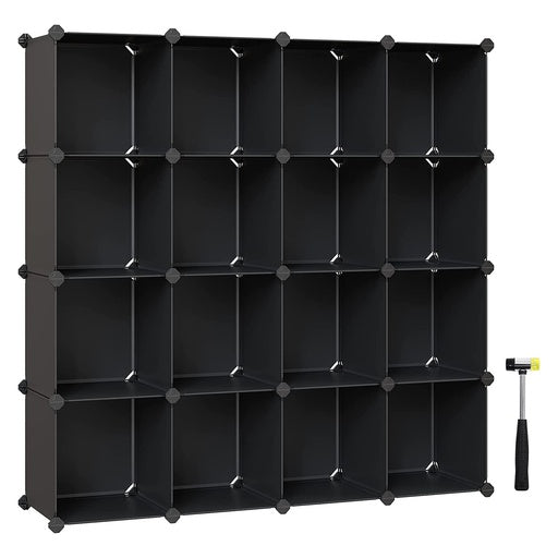 NNEWDS 16 Cube Storage Organizer Storage with Rubber Mallet Black