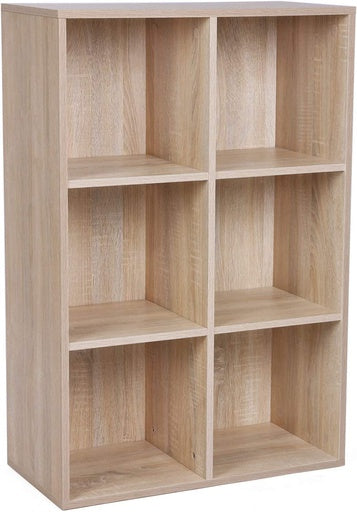 NNEWDS  Bookcase with 6 Compartments Wooden Shelving