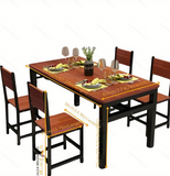 NNECN Wood & Steel Dining Set (Oak & Black)