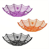 NNETM Halloween Candy Baskets Spider Web Plastic Bowls (3pcs)