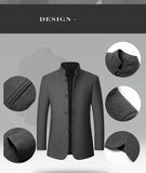 NNEOBA Mens Winter Wool Coat Stand Collar Business Jacket (Gray)