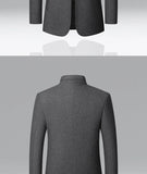 NNEOBA Mens Winter Wool Coat Stand Collar Business Jacket (Gray)