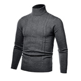 NNEOBA Men's Turtleneck Warm Pullover Knitted Sweater (Dark Grey)