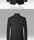 NNEOBA Men's Double Collar Wool Business Coat Winter (Black)