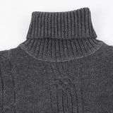 NNEOBA Men's Turtleneck Warm Pullover Knitted Sweater (Dark Grey)