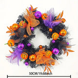 NNETM Halloween Pumpkin Wreath Door Decoration