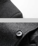 NNEOBA Men's Double Collar Wool Business Coat Winter (Black)