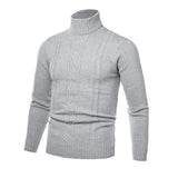 NNEOBA Men's Turtleneck Warm Pullover Knitted Sweater (Light Grey)