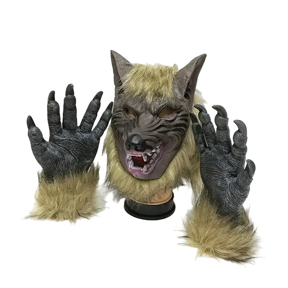 NNETM Wolf Mask Costume Set Halloween Party (3pcs)