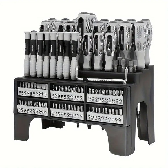 NNETM 100-Piece Magnetic Screwdriver Set with Rack