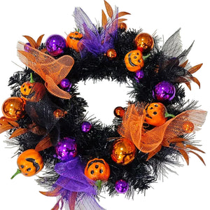NNETM Halloween Pumpkin Wreath Door Decoration