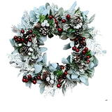 NNETM Blue-Gray Eucalyptus Wreath with Pine Cones