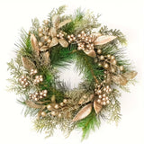 NNETM Classic Christmas Wreath Golden Leaves and Berries