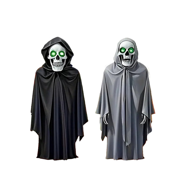 NNETM Halloween Skeleton Figurines with Glowing Eyes (2pcs)
