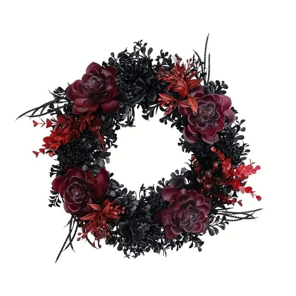 NNETM Halloween Black Red Wreath