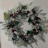 NNETM Blue-Gray Eucalyptus Wreath with Pine Cones