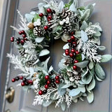 NNETM Blue-Gray Eucalyptus Wreath with Pine Cones