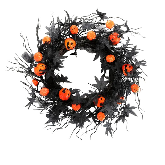 NNETM Halloween Pumpkin Wreath Door Hanging Decoration