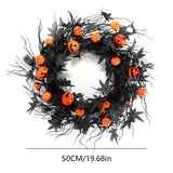 NNETM Halloween Pumpkin Wreath Door Hanging Decoration