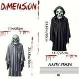 NNETM Halloween Skeleton Figurines with Glowing Eyes (2pcs)