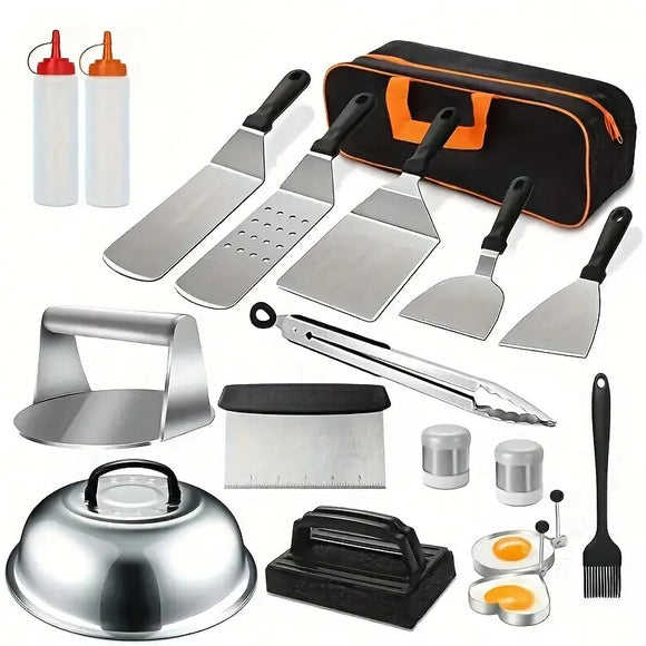NNETM Flat Top Grill Accessories Stainless Steel Set (18pcs)