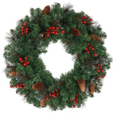 NNETM Classic Christmas Wreath with Pine Cones and Berries