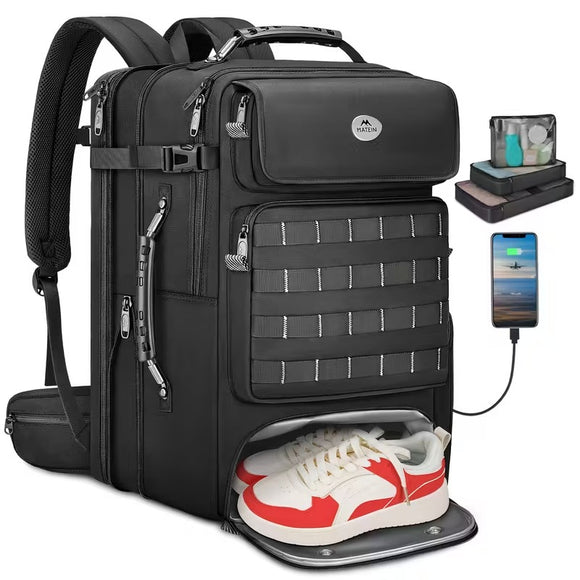 NNETM Expandable Travel Backpack with USB Charging Port
