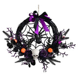 NNETM Halloween Wreath Skull and Purple Flower Door Decor