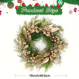 NNETM Classic Christmas Wreath Golden Leaves and Berries