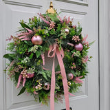 NNETM Pastel Pink & Green Christmas Door Wreath