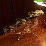 NNETM Golden Moon Metal Glass Tray Centerpiece