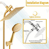 NNETM Golden Rainfall Shower Head Handheld Combo Set