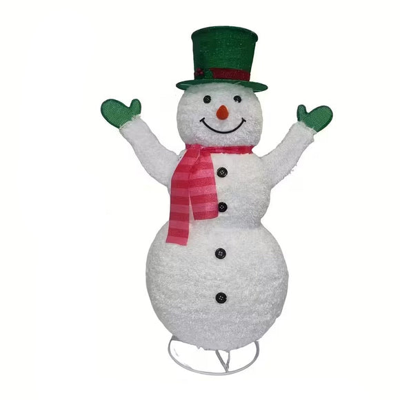 NNETM Green Hat Snowman Retractable Yard Decoration
