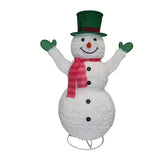 NNETM Green Hat Snowman Retractable Yard Decoration