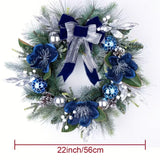 NNETM Large Artificial Christmas Wreath with Blue Bow